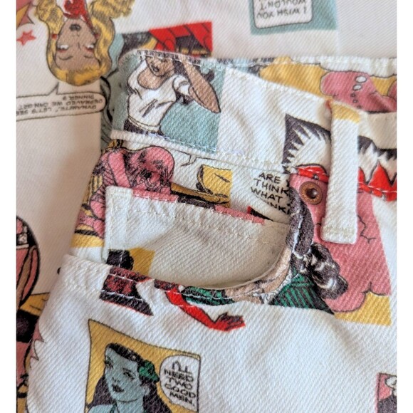REFORMATION High-Rise Straight Leg White Jeans Colorful Comic Graphic 23 Small - Picture 5 of 9